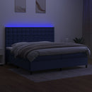 vidaXL kék szövet rugós és LED-es ágy matraccal 200 x 200 cm