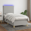 vidaXL világosszürke szövet rugós és LED-es ágy matraccal 80 x 200 cm