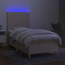 vidaXL krémszínű szövet rugós és LED-es ágy matraccal 80 x 200 cm