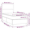 vidaXL krémszínű szövet rugós és LED-es ágy matraccal 80 x 200 cm