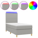 vidaXL világosszürke szövet rugós és LED-es ágy matraccal 90x190 cm