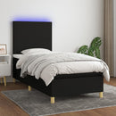 vidaXL fekete szövet rugós és LED-es ágy matraccal 90x200 cm