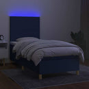 vidaXL kék szövet rugós és LED-es ágy matraccal 90x200 cm