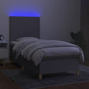 vidaXL világosszürke szövet rugós és LED-es ágy matraccal 100x200 cm