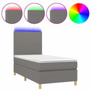 vidaXL sötétszürke szövet rugós és LED-es ágy matraccal 100x200 cm