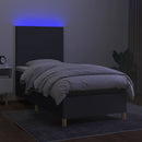 vidaXL sötétszürke szövet rugós és LED-es ágy matraccal 100x200 cm