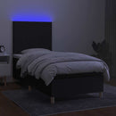 vidaXL fekete szövet rugós és LED-es ágy matraccal 100x200 cm