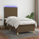 vidaXL barna szövet rugós és LED-es ágy matraccal 100x200 cm