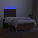 vidaXL barna szövet rugós és LED-es ágy matraccal 120 x 200 cm