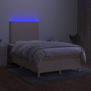 vidaXL krémszínű szövet rugós és LED-es ágy matraccal 120 x 200 cm