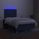 vidaXL kék szövet rugós és LED-es ágy matraccal 120 x 200 cm