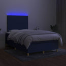 vidaXL kék szövet rugós és LED-es ágy matraccal 120 x 200 cm