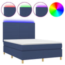 vidaXL kék szövet rugós és LED-es ágy matraccal 140x190 cm