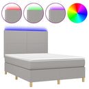 vidaXL világosszürke szövet rugós és LED-es ágy matraccal 140x200 cm