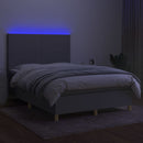 vidaXL világosszürke szövet rugós és LED-es ágy matraccal 140x200 cm