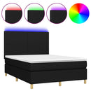 vidaXL fekete szövet rugós és LED-es ágy matraccal 140x200 cm