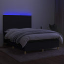vidaXL fekete szövet rugós és LED-es ágy matraccal 140x200 cm