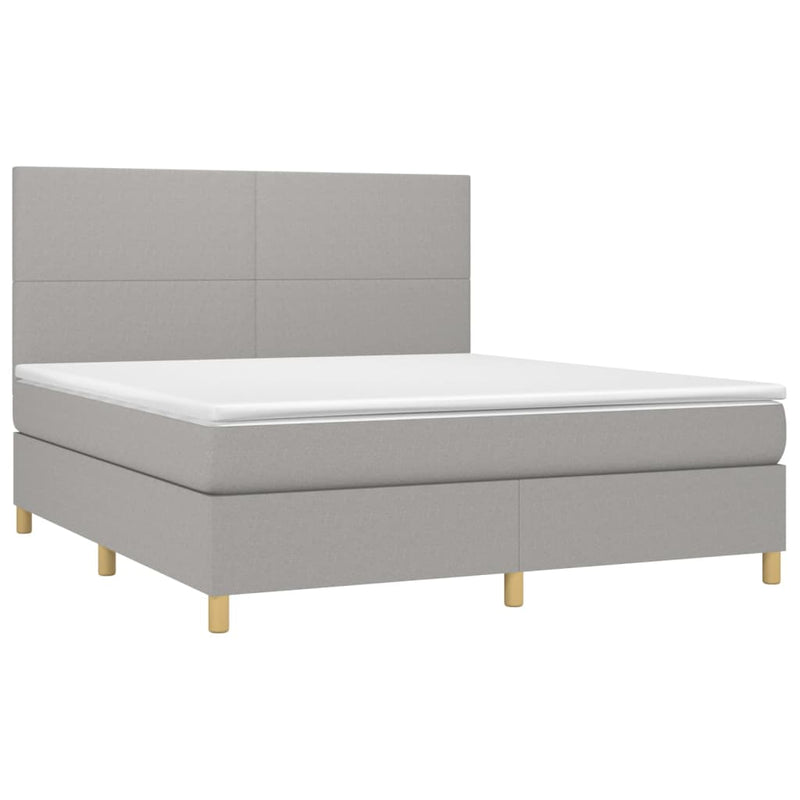 vidaXL világosszürke szövet rugós és LED-es ágy matraccal 160x200 cm
