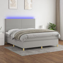 vidaXL világosszürke szövet rugós és LED-es ágy matraccal 160x200 cm