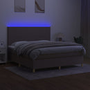 vidaXL tópszínű szövet rugós és LED-es ágy matraccal 160x200 cm
