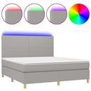 vidaXL világosszürke szövet rugós és LED-es ágy matraccal 160x200 cm