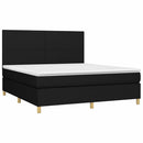 vidaXL fekete szövet rugós és LED-es ágy matraccal 180 x 200 cm