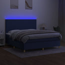 vidaXL kék szövet rugós és LED-es ágy matraccal 180 x 200 cm