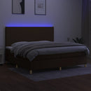 vidaXL barna szövet rugós és LED-es ágy matraccal 200x200 cm