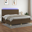 vidaXL barna szövet rugós és LED-es ágy matraccal 200x200 cm