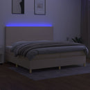 vidaXL krémszínű szövet rugós és LED-es ágy matraccal 200 x 200 cm