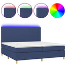 vidaXL kék szövet rugós és LED-es ágy matraccal 200 x 200 cm