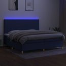 vidaXL kék szövet rugós és LED-es ágy matraccal 200 x 200 cm