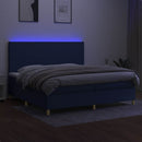 vidaXL kék szövet rugós és LED-es ágy matraccal 200 x 200 cm
