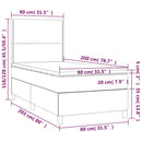 vidaXL fekete szövet rugós és LED-es ágy matraccal 80 x 200 cm