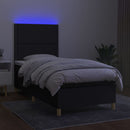 vidaXL fekete szövet rugós és LED-es ágy matraccal 90x190 cm