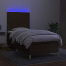 vidaXL barna szövet rugós és LED-es ágy matraccal 90x200 cm