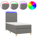 vidaXL sötétszürke szövet rugós és LED-es ágy matraccal 100x200 cm