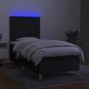 vidaXL fekete szövet rugós és LED-es ágy matraccal 100x200 cm