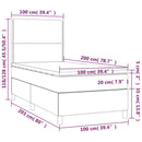 vidaXL barna szövet rugós és LED-es ágy matraccal 100x200 cm
