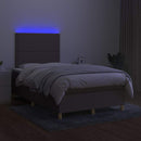 vidaXL tópszínű szövet rugós és LED-es ágy matraccal 120 x 200 cm