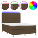 vidaXL barna szövet rugós és LED-es ágy matraccal 140x190 cm