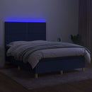 vidaXL kék szövet rugós és LED-es ágy matraccal 140x190 cm