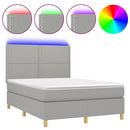 vidaXL világosszürke szövet rugós és LED-es ágy matraccal 140x200 cm
