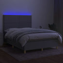 vidaXL világosszürke szövet rugós és LED-es ágy matraccal 140x200 cm