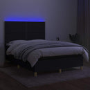 vidaXL fekete szövet rugós és LED-es ágy matraccal 140x200 cm