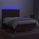 vidaXL barna szövet rugós és LED-es ágy matraccal 140x200 cm