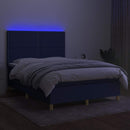 vidaXL kék szövet rugós és LED-es ágy matraccal 140x200 cm