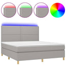 vidaXL világosszürke szövet rugós és LED-es ágy matraccal 160x200 cm
