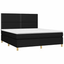 vidaXL fekete szövet rugós és LED-es ágy matraccal 180 x 200 cm