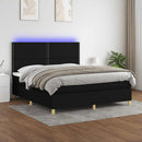 vidaXL fekete szövet rugós és LED-es ágy matraccal 180 x 200 cm